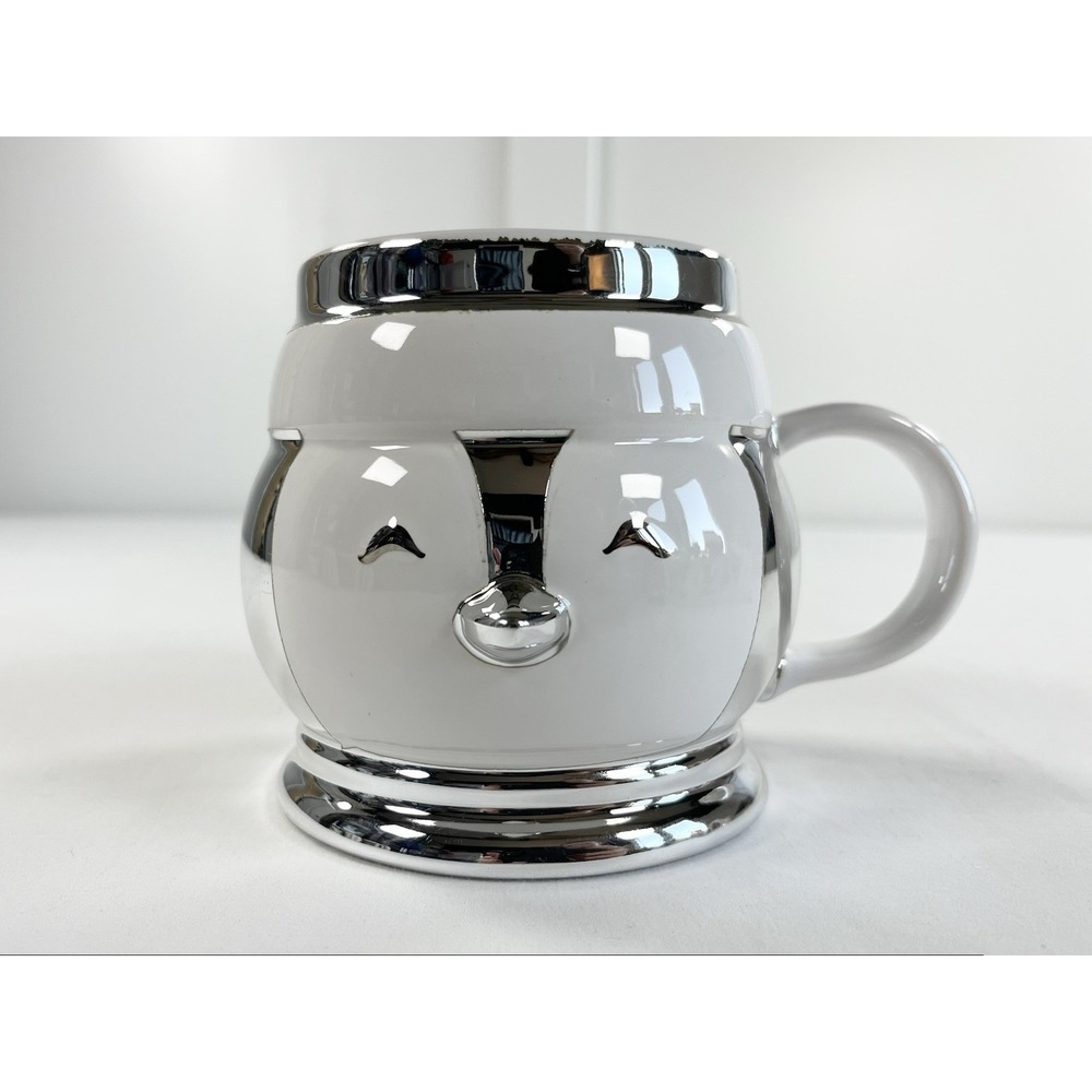Harry Slatkin Co 2008 Signed Christmas Penguin Mug Ceramic Silver White New